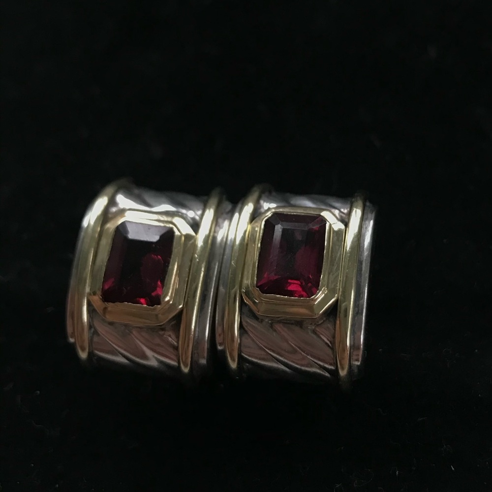 David Yurman Garnet 14K & Sterling Silver Earrings